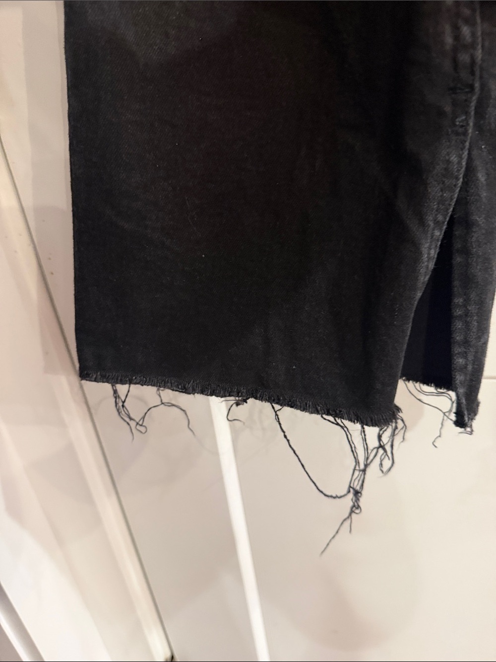 MNG Black Wide-Leg Frayed-Hem Jeans Spilt bottom - Picture 3 of 4
